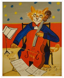 cat playing the cello
