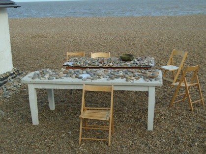 Tables on the beach at Aldeburgh