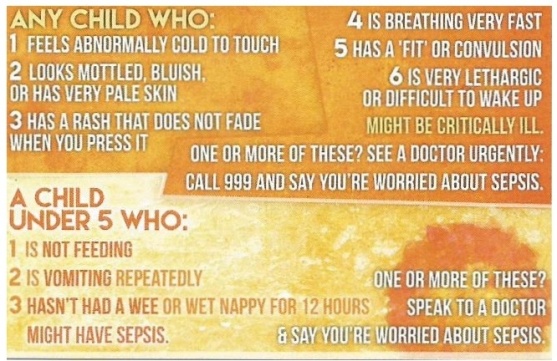 symptoms of sepsis in children